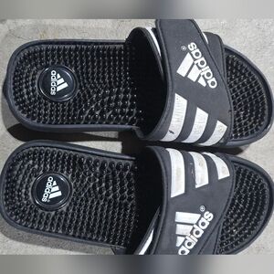 adidas Black and White Kids Slide Sandals